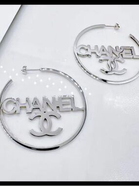 Fashion Jewelry Silver Plated Logo C Luxury Hoop Earrings